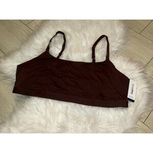 Gap Body Super Stretch Scoop Bralette Bra Unlined WF Womens L Large Brown New